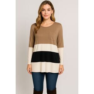 HYFVE Color Block Open V Back Blouse S